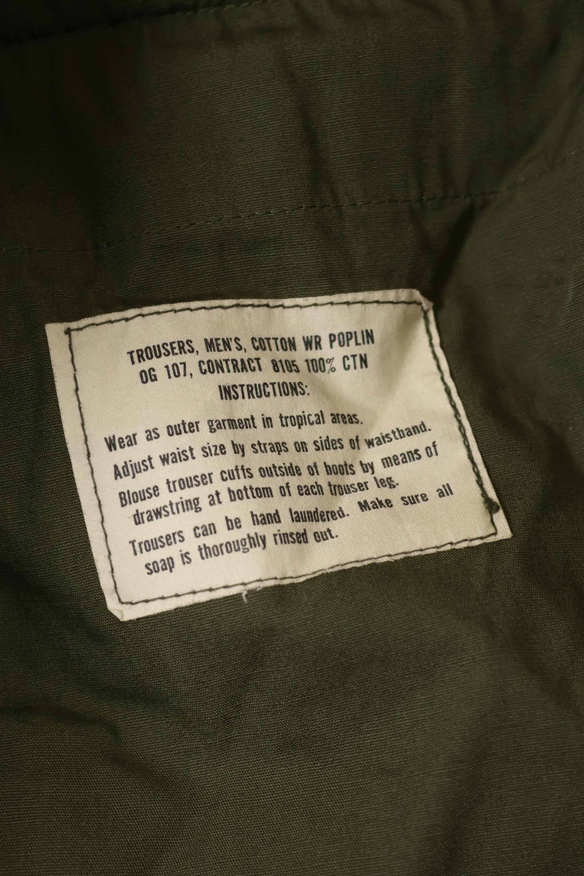 1966-1967 Deadstock 3rd Model Jungle Fatigue Pants L-R B