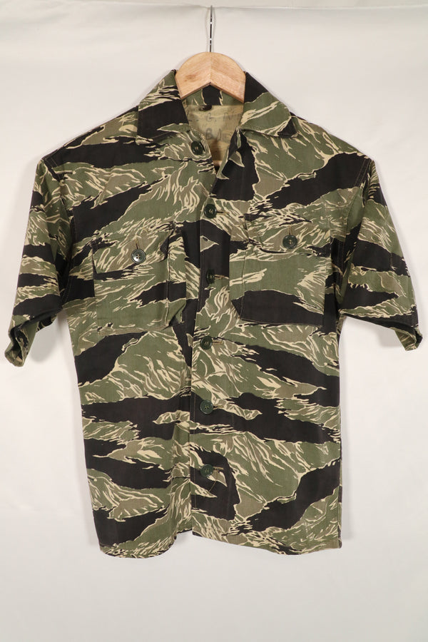 Real Okinawa Tiger Tiger Stripe Shirt JWD Short Sleeve Custom Scratches, etc. Repair Buttons