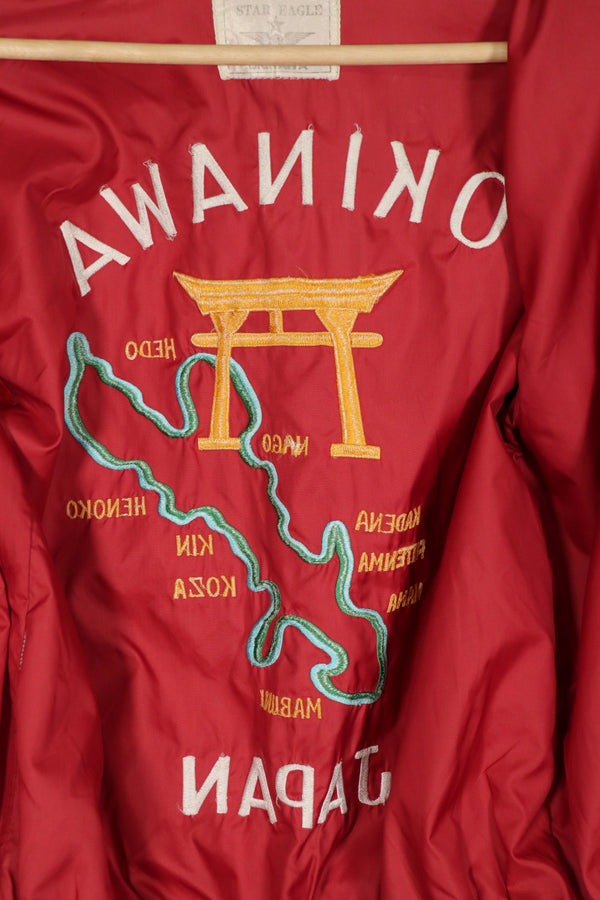 1980's Okinawa Souvenir Jacket, hand embroidered, zipper damaged.