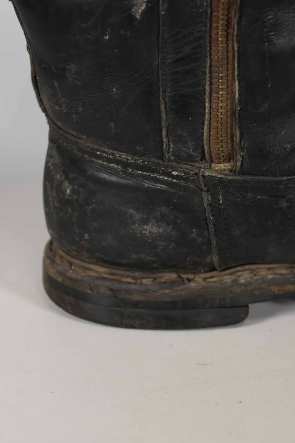 1940s German Air Force Luftwaffe black pilot boots, used.