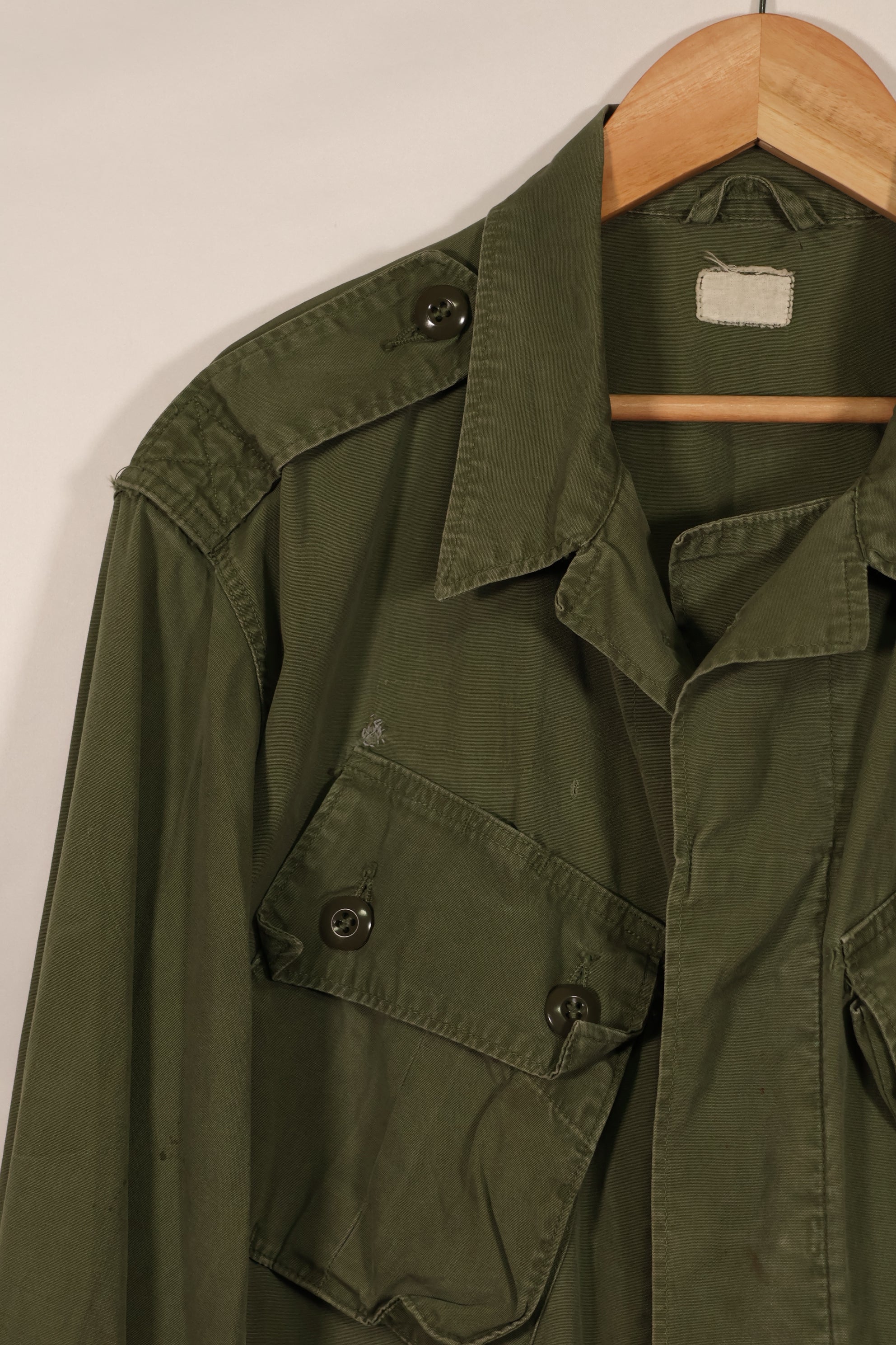 Real 1964 1st Model Jungle Fatigue Jacket, scratches, holes, poor condition.