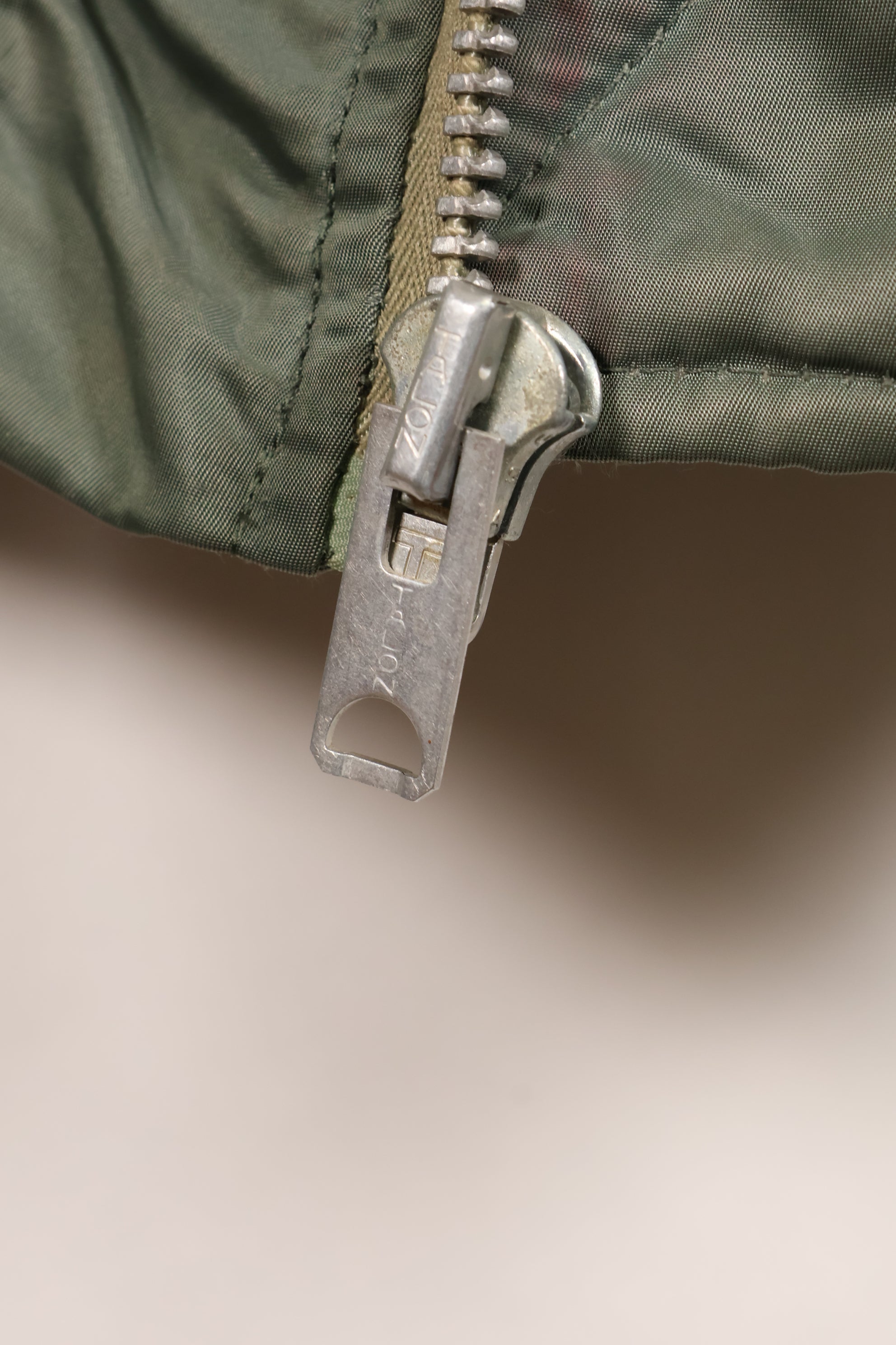 1950s, estimated size 40–42, U.S. Air Force B-15D flight jacket, modified with shearling, includes patches, used