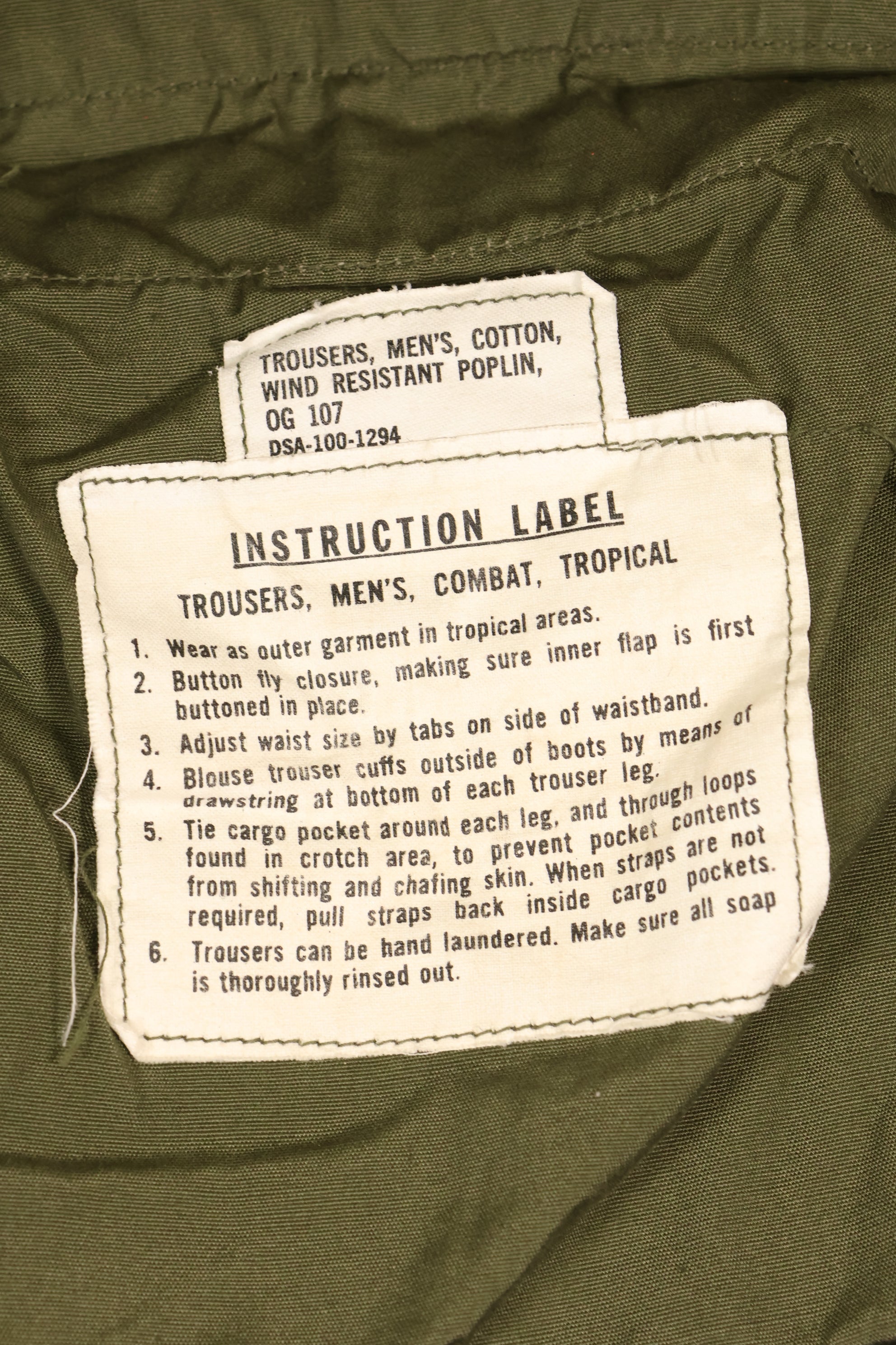 Estimated 1965 Contract, M-R, 2nd Model Jungle Fatigue Pants, Good Condition, Used