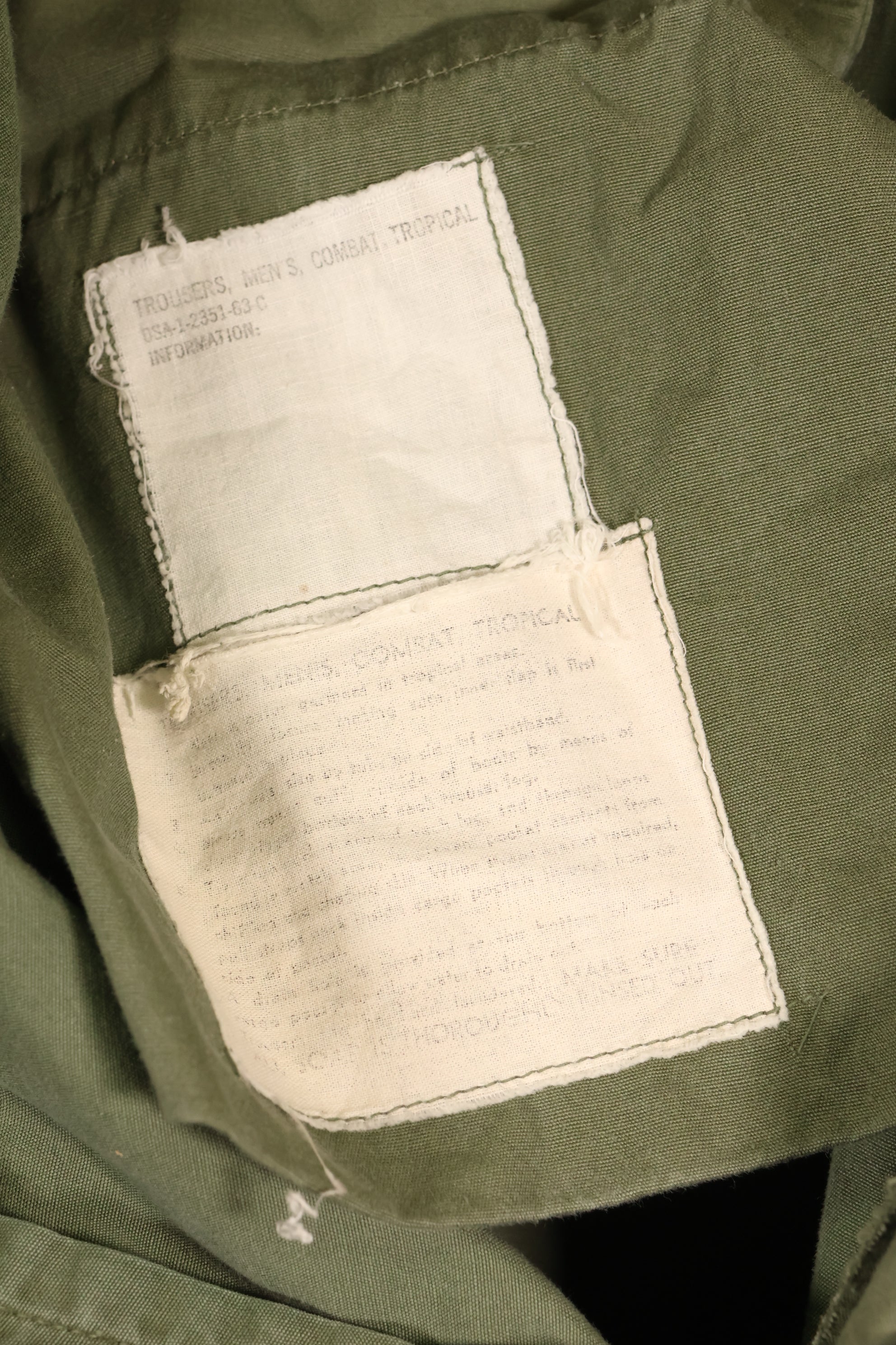 1963 Contract—Presumed M-S 1st Model Jungle Fatigue Pants—Faded—Used