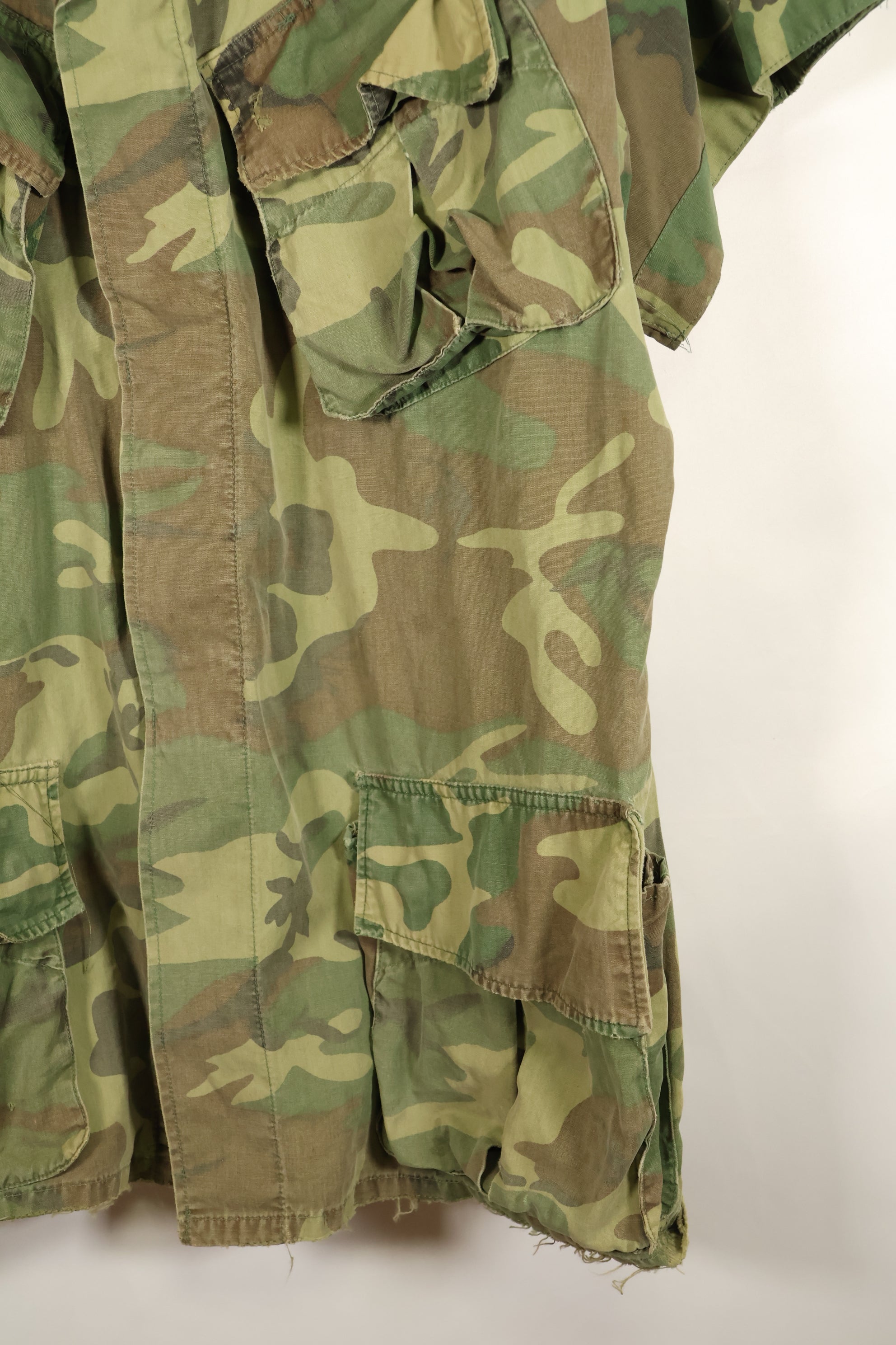 Estimated 1966–67 | Estimated M-R | No label | ERDL camouflage | Early print | Short-sleeve custom fatigue jacket | Used