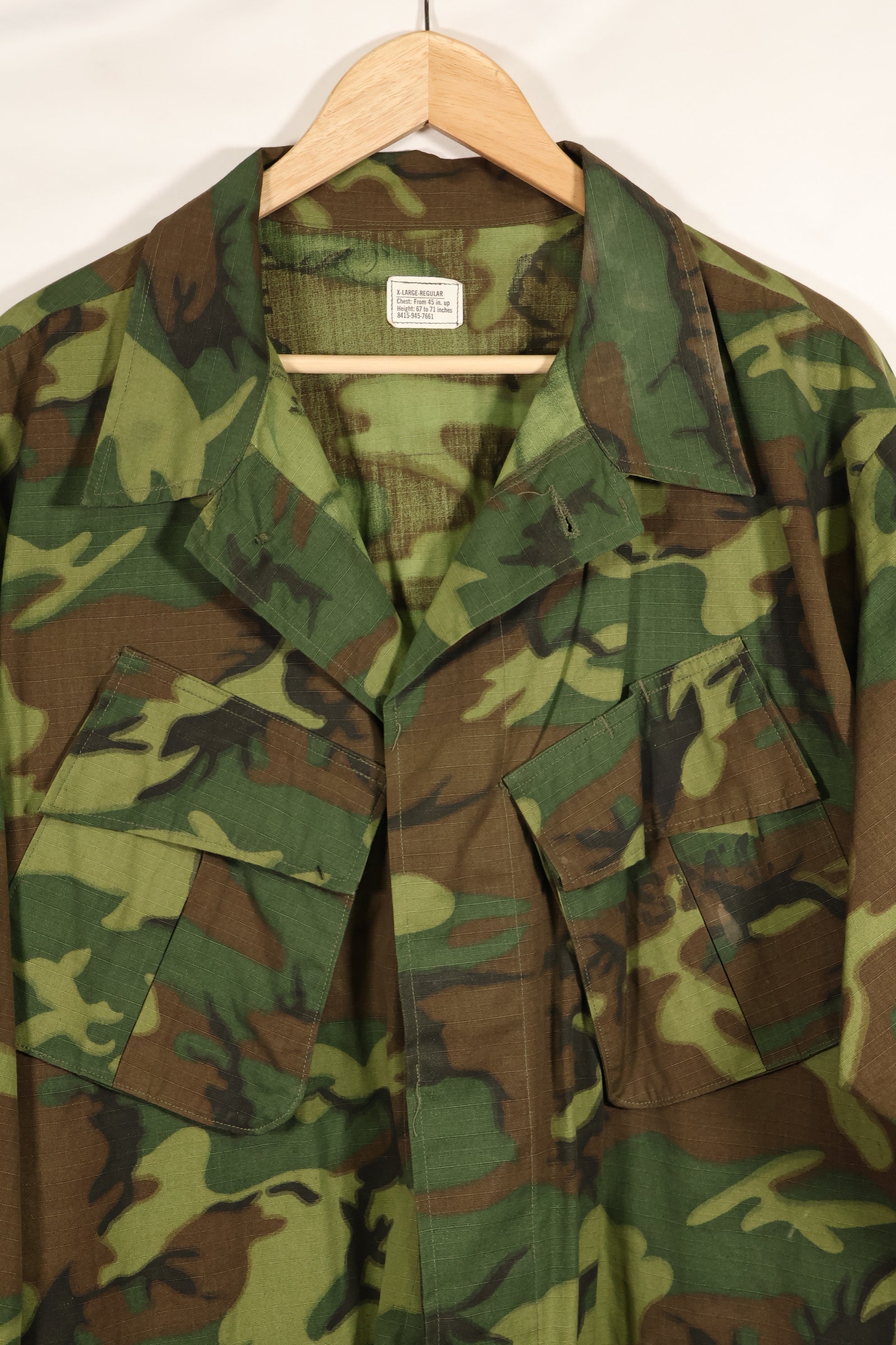 1970 Contract Deadstock X-L-R ERDL Green Leaf Camouflage Jungle Fatigue Jacket