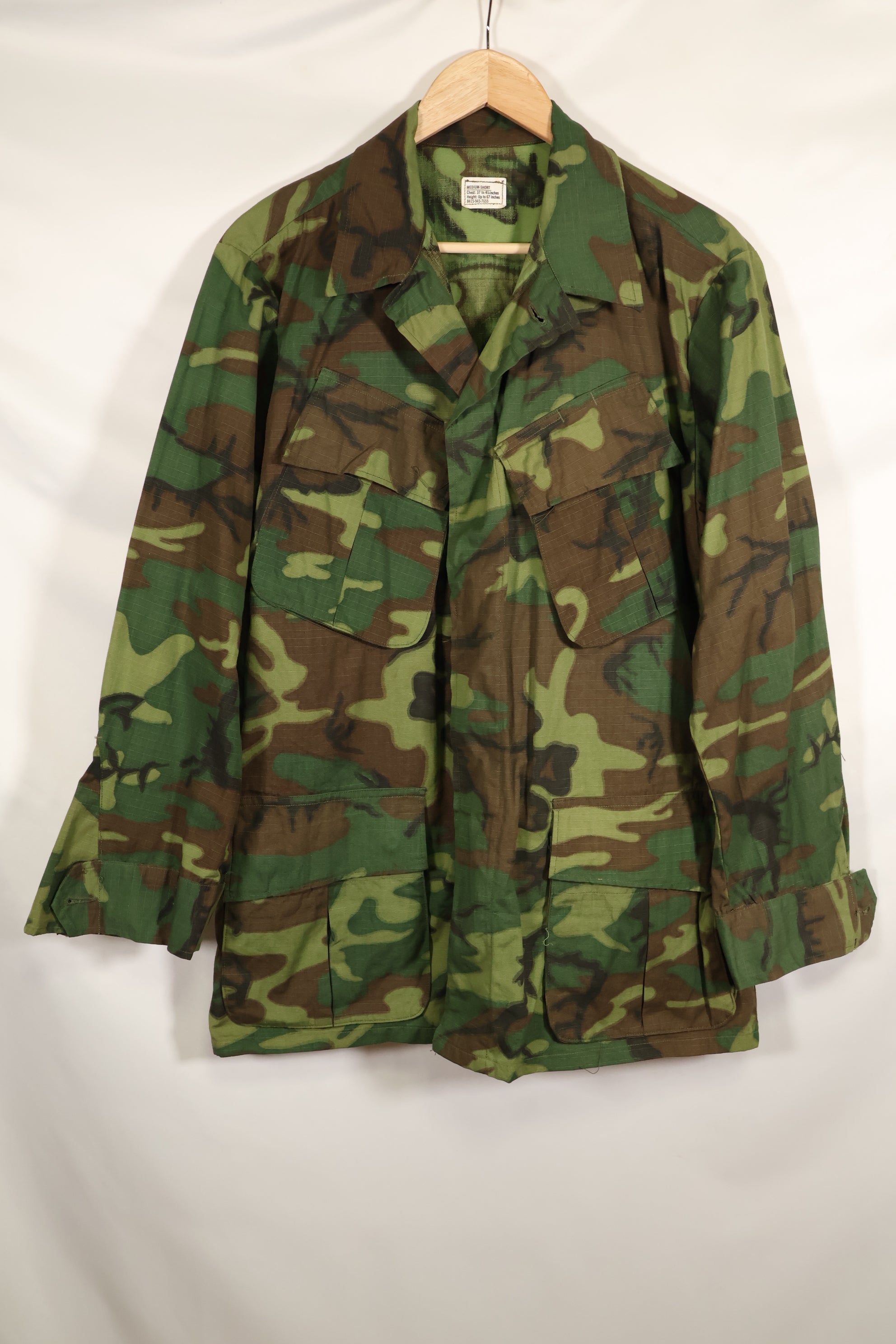 1968 Contract Deadstock M-S ERDL Green Leaf Camouflage Jungle Fatigue Jacket