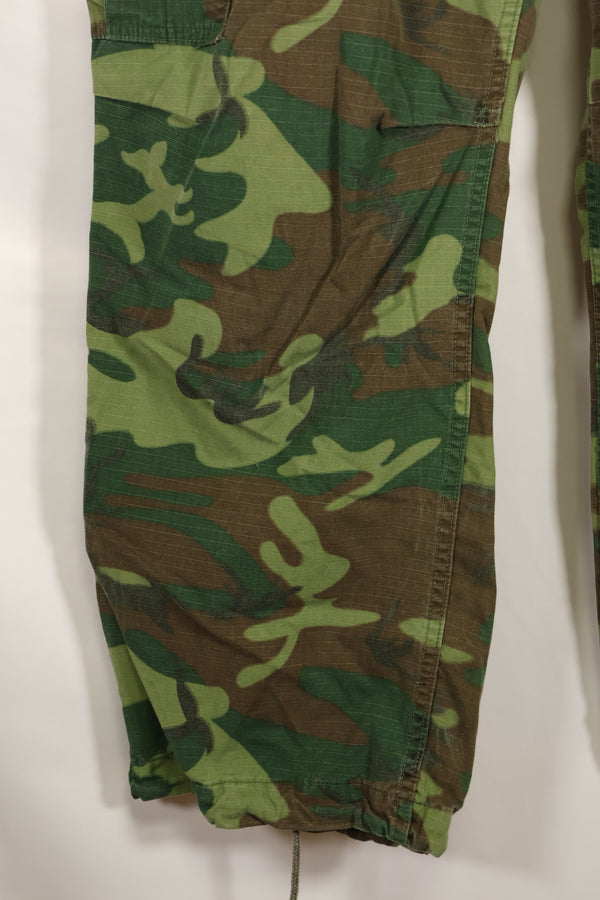 1969 Contract M-S Ripstop ERDL Camouflage Jungle Fatigue Pants, faded, used.