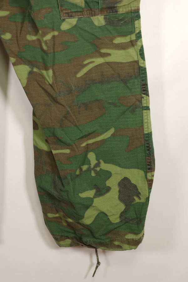 1969 Contract M-S Ripstop ERDL Camouflage Jungle Fatigue Pants, faded, used.