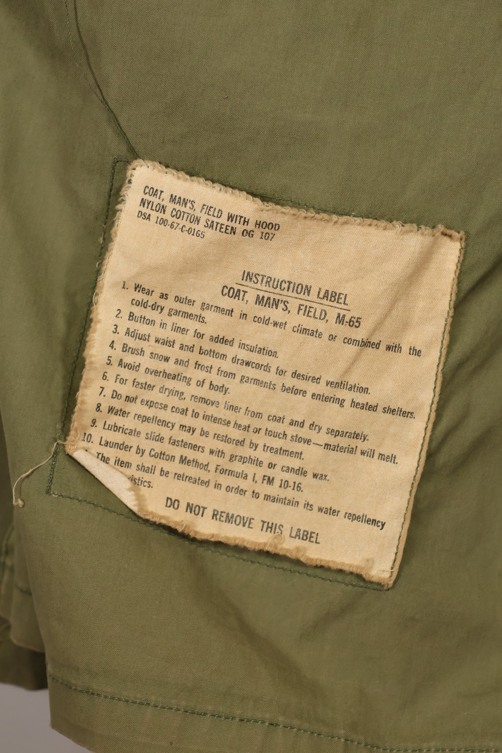 1967 Contract Lot M-R 2nd Model M65 Field Jacket Silver Zipper Used