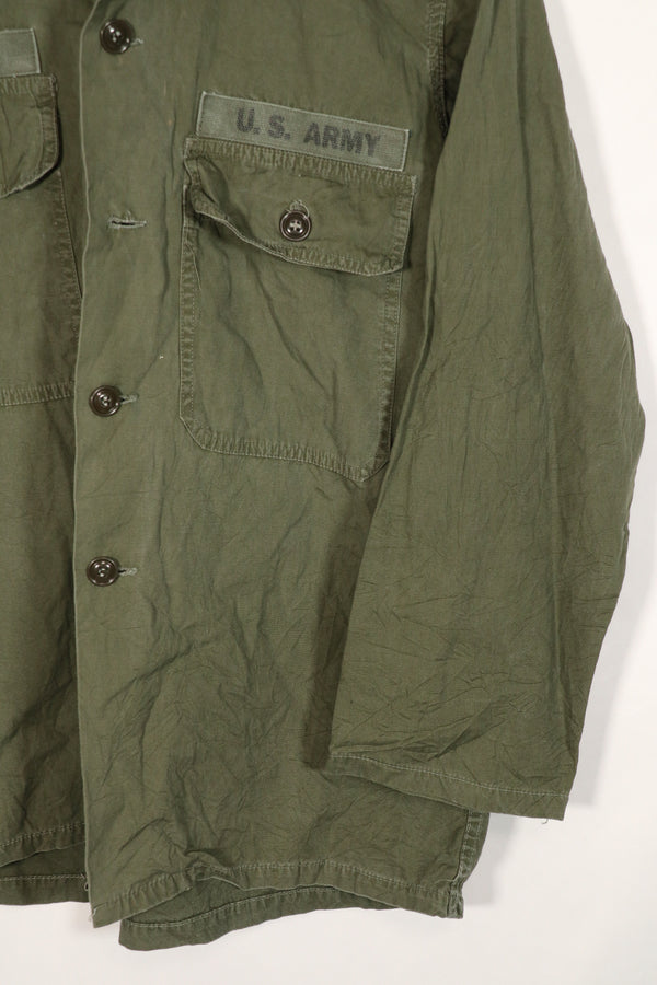 Real U.S. Army OG-107 PX utility shirt made by Poplin, used, patch retrofitted.