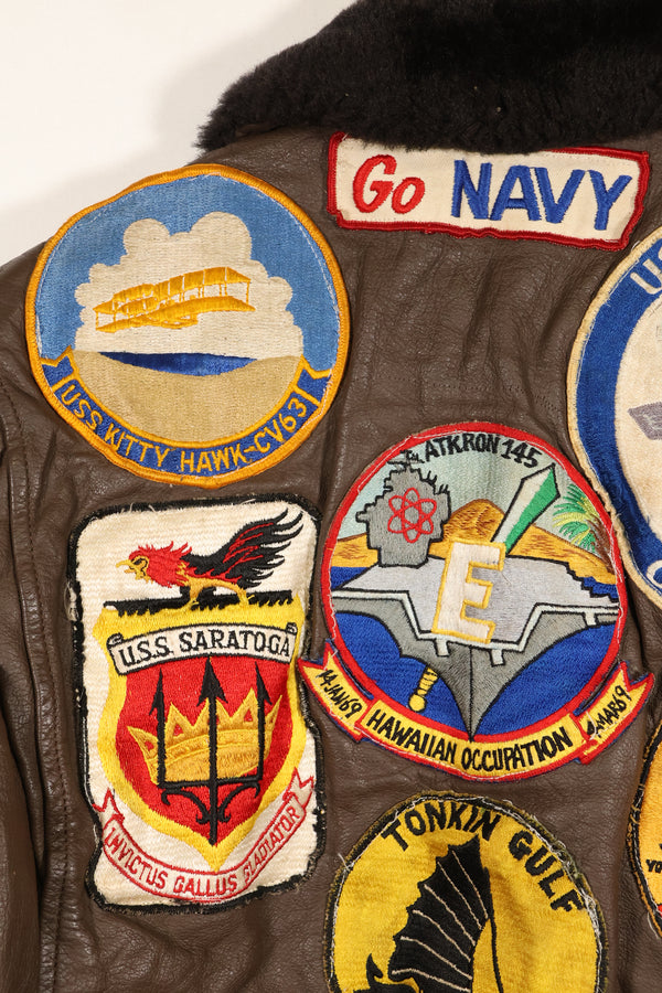 1977 Contract US Navy G-1 Flight Jacket with patches, size 40, good condition.
