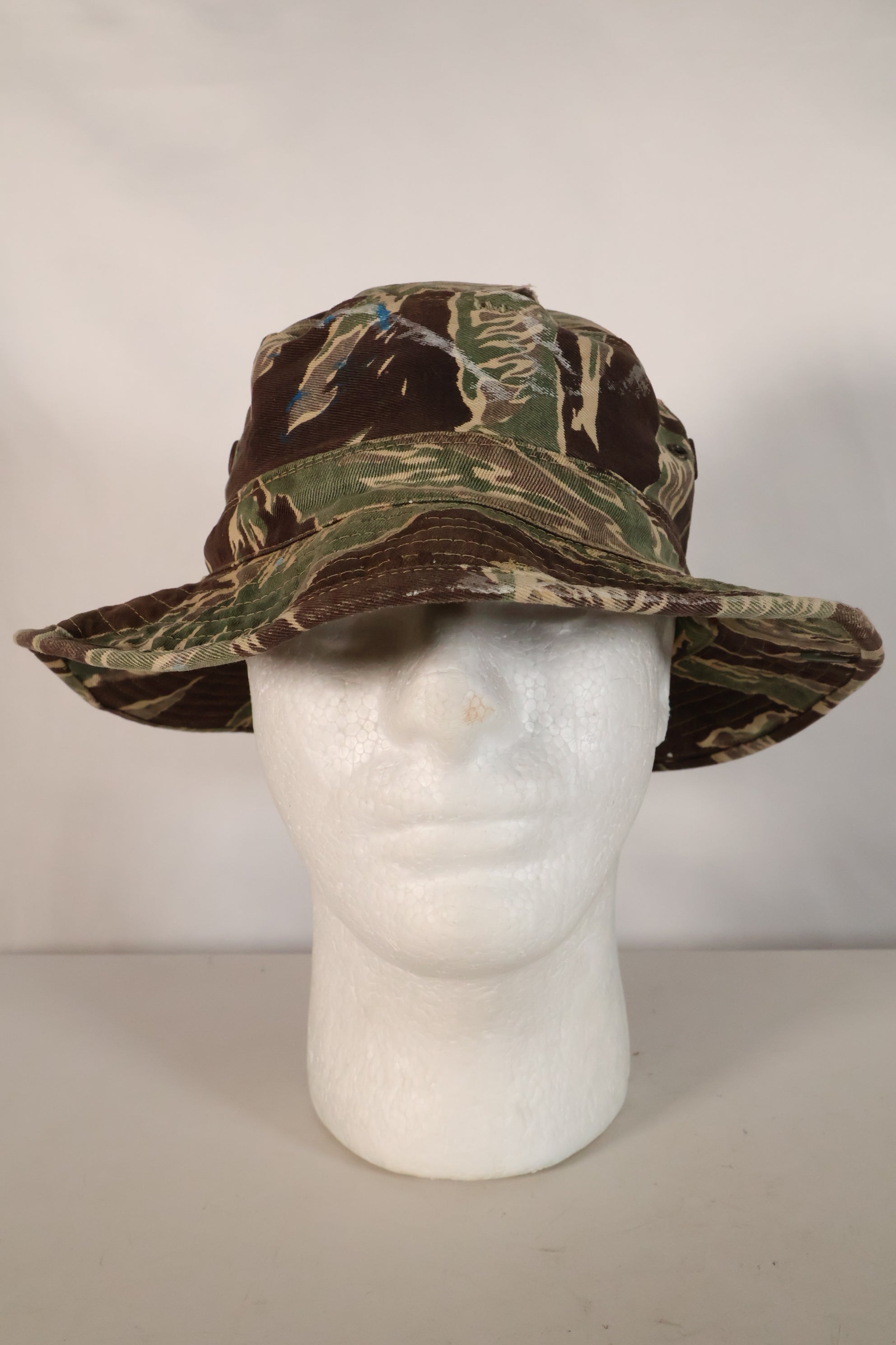 1960's Okinawa Tiger Pattern, Tiger Stripe, Boonie, Used with alterations