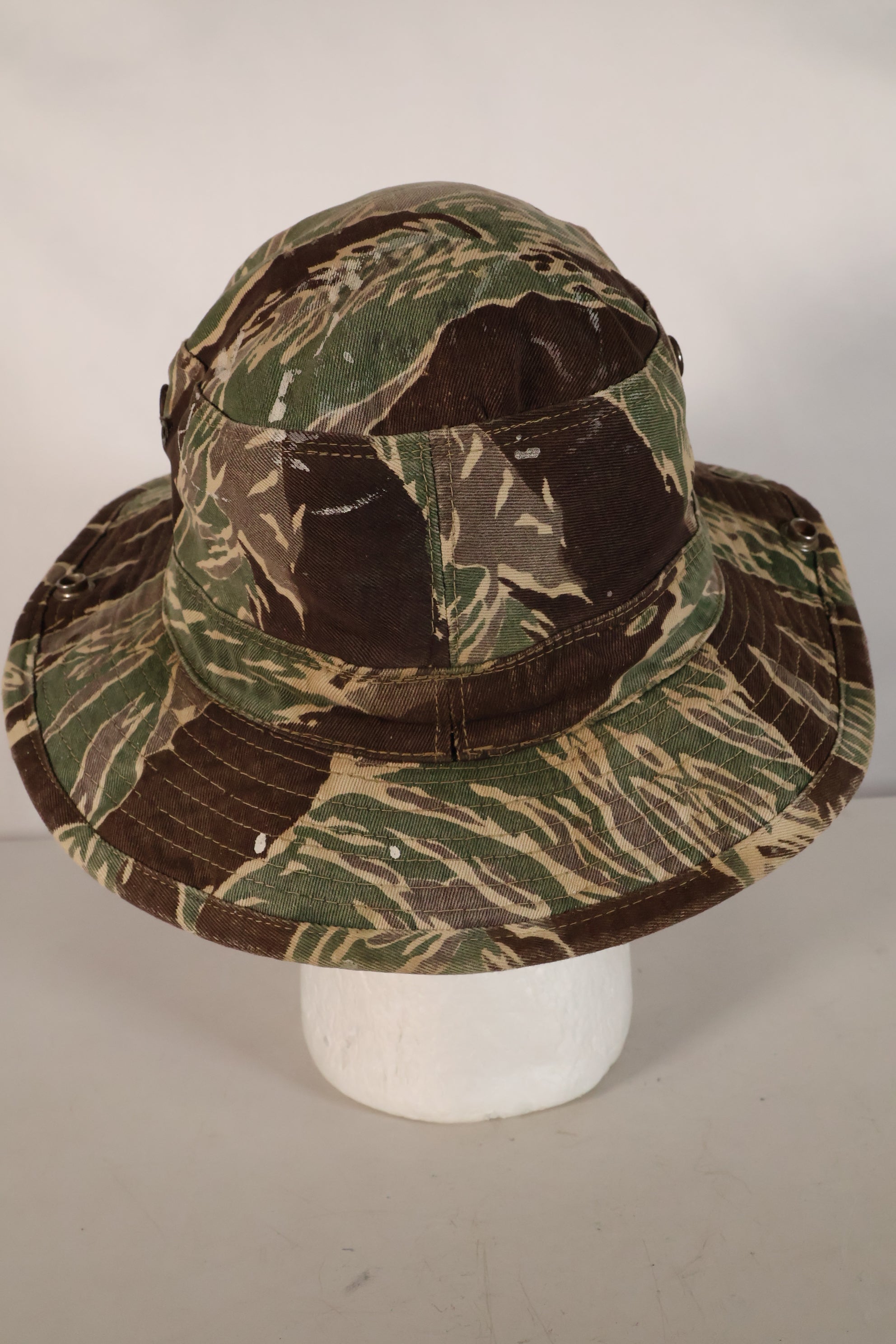 1960's Okinawa Tiger Pattern, Tiger Stripe, Boonie, Used with alterations