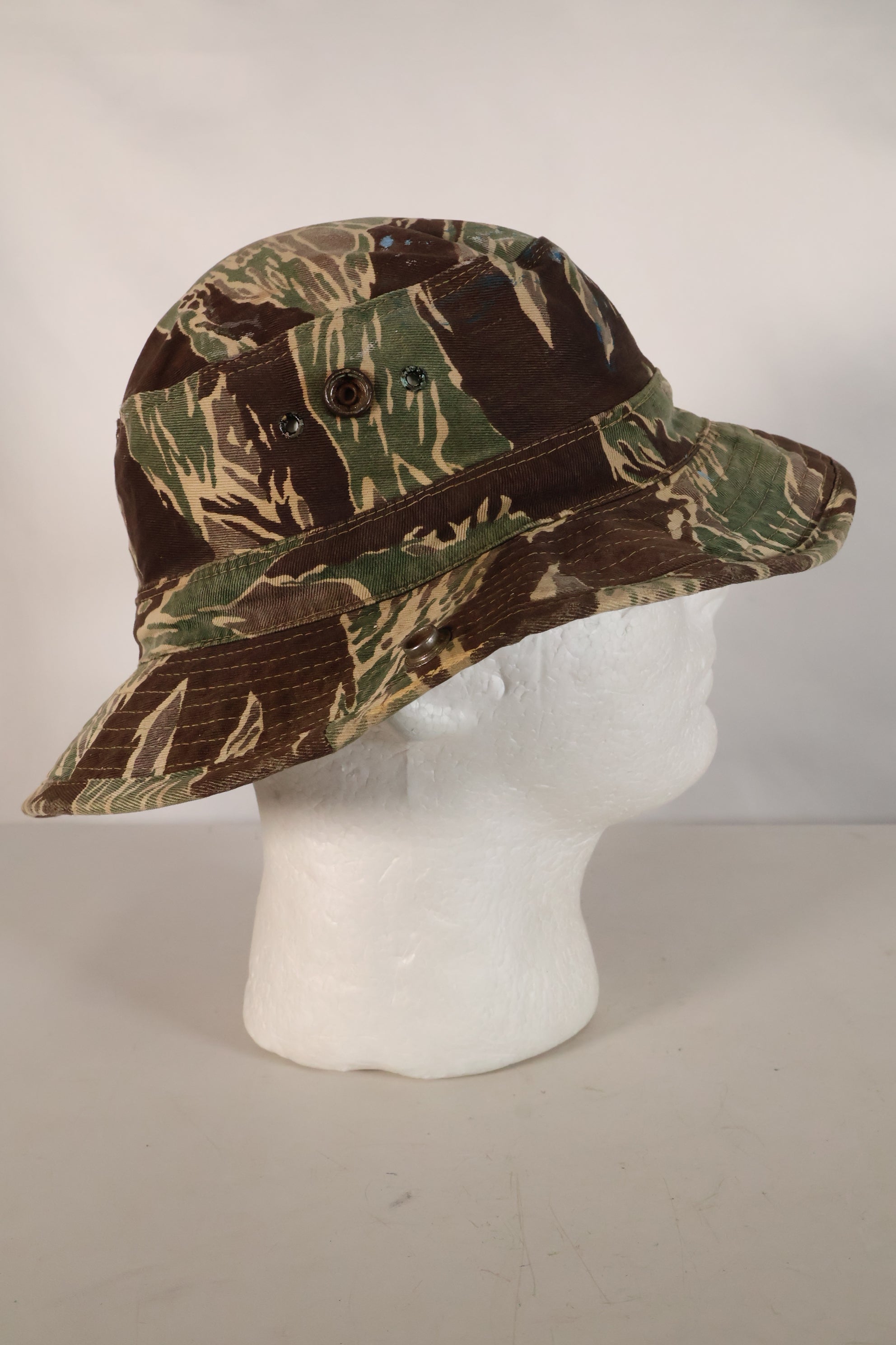 1960's Okinawa Tiger Pattern, Tiger Stripe, Boonie, Used with alterations
