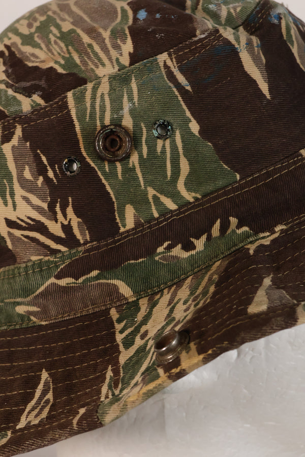 1960's Okinawa Tiger Pattern, Tiger Stripe, Boonie, Used with alterations