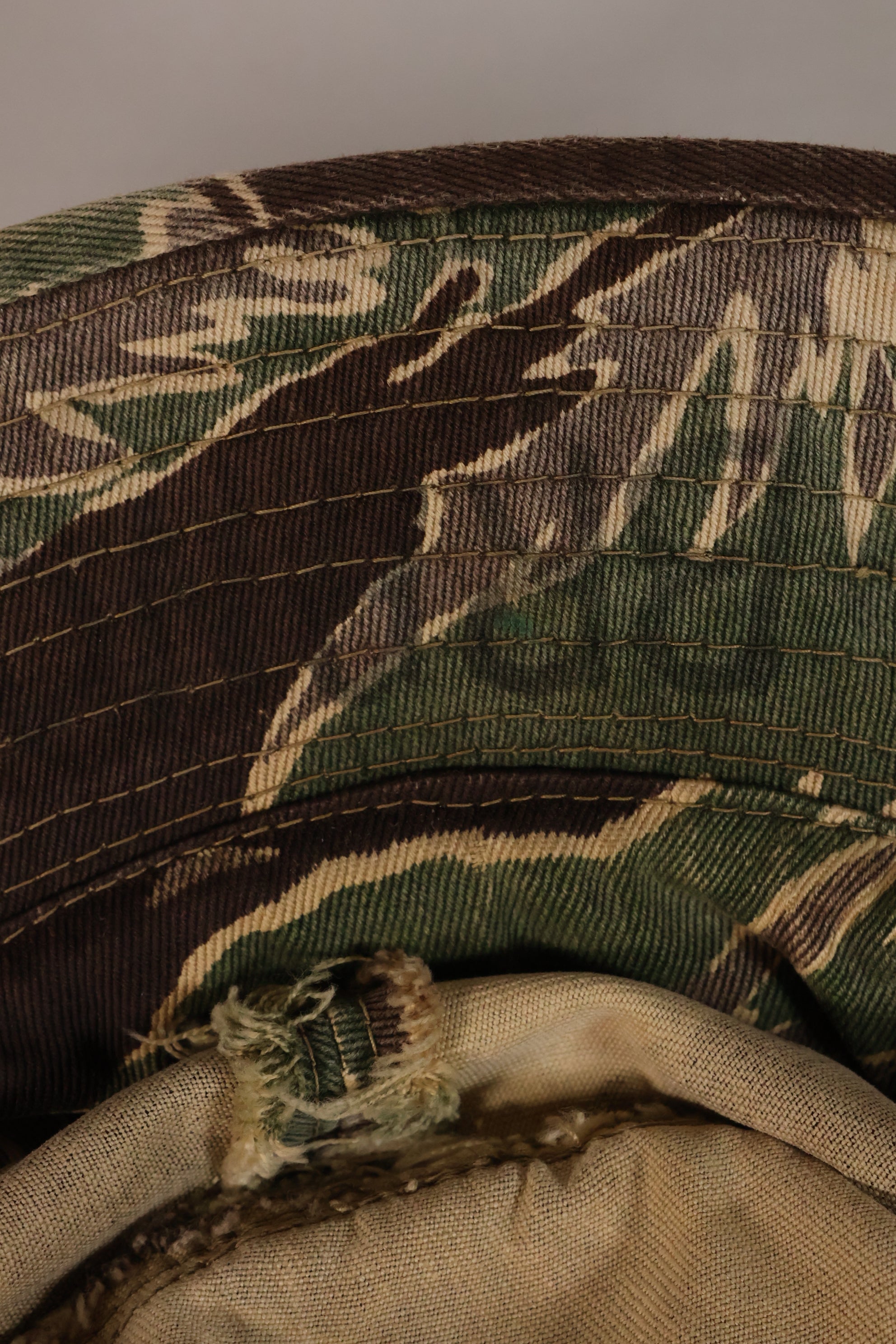 1960's Okinawa Tiger Pattern, Tiger Stripe, Boonie, Used with alterations