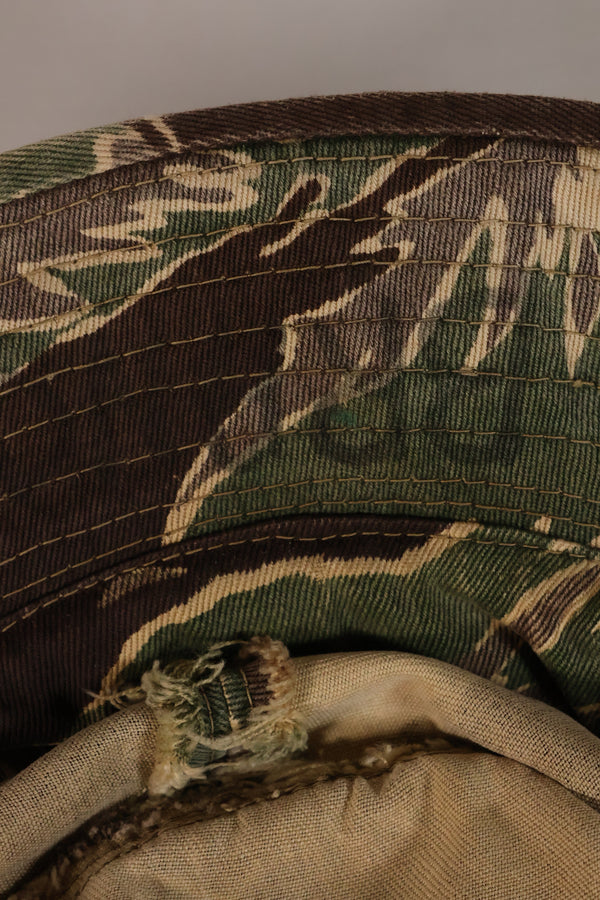 1960's Okinawa Tiger Pattern, Tiger Stripe, Boonie, Used with alterations
