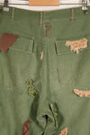 Early 1960s MEDIUM OG-107 Utility Pants, Type I Baker Pants, with camouflage, modified for sniper use