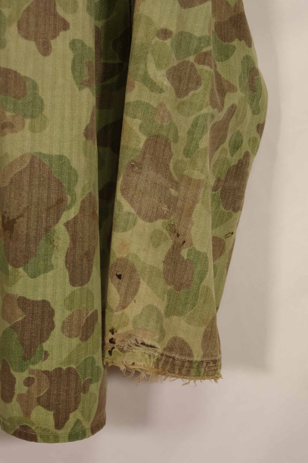 Real 1940s WWII U.S. Marine Corps P44 Frogskin Camouflage Jacket, used.