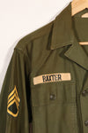 1962 Contract Green Beret OG-107 Utility Shirt, patch first attached, used.