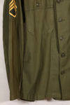 1962 Contract Green Beret OG-107 Utility Shirt, patch first attached, used.