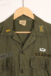 1960s-70s OG-107 utility shirt, Army paratrooper, patch first attached, used.