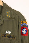 1960s-70s OG-107 utility shirt, Army paratrooper, patch first attached, used.