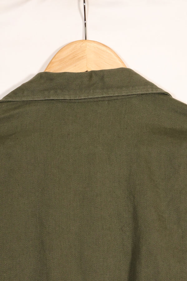 1960s-70s OG-107 utility shirt, Army paratrooper, patch first attached, used.