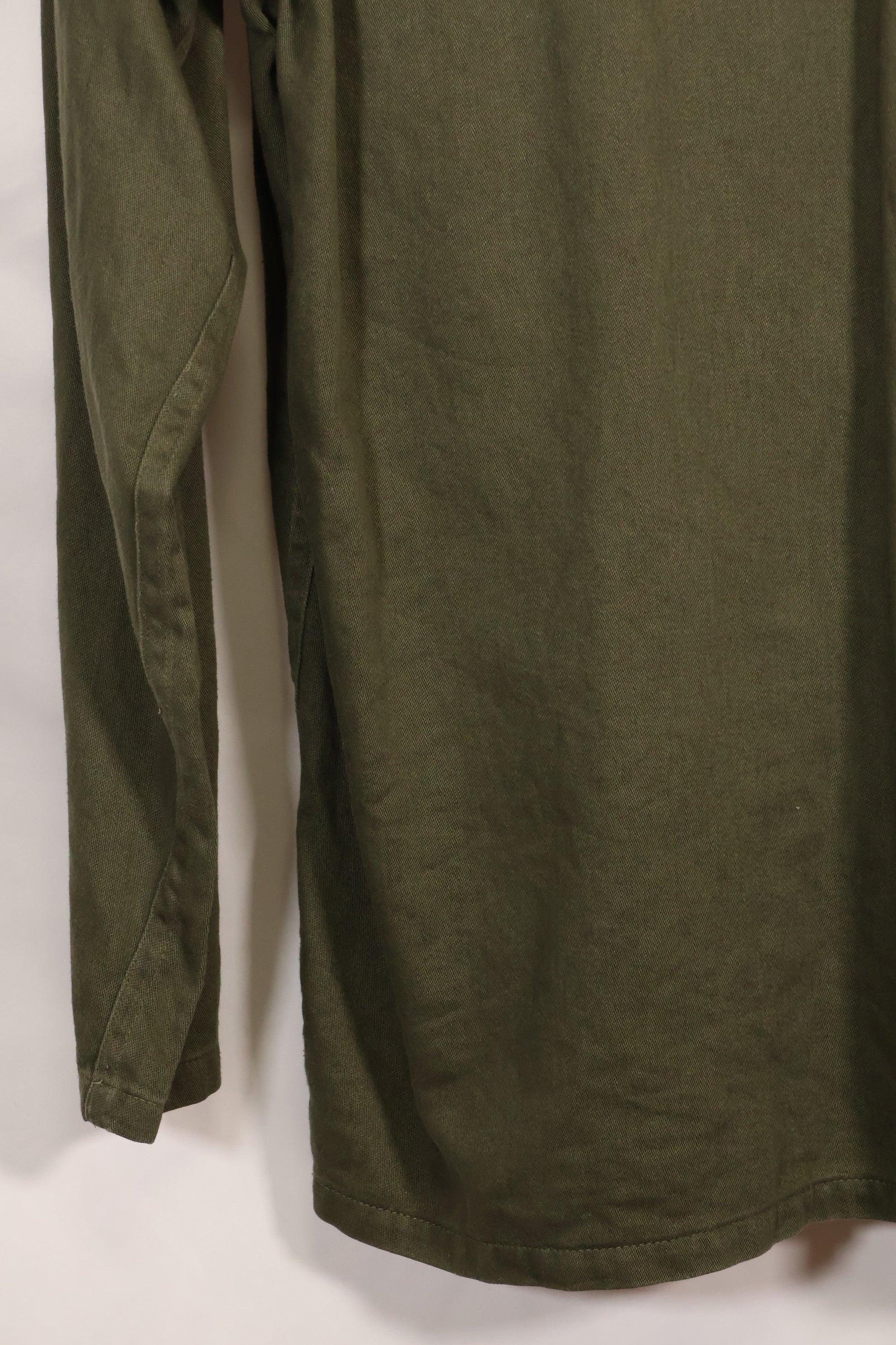 1960s-70s OG-107 utility shirt, Army paratrooper, patch first attached, used.