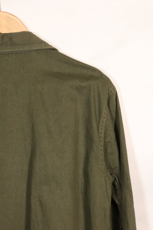 1960s-70s OG-107 utility shirt, Army paratrooper, patch first attached, used.