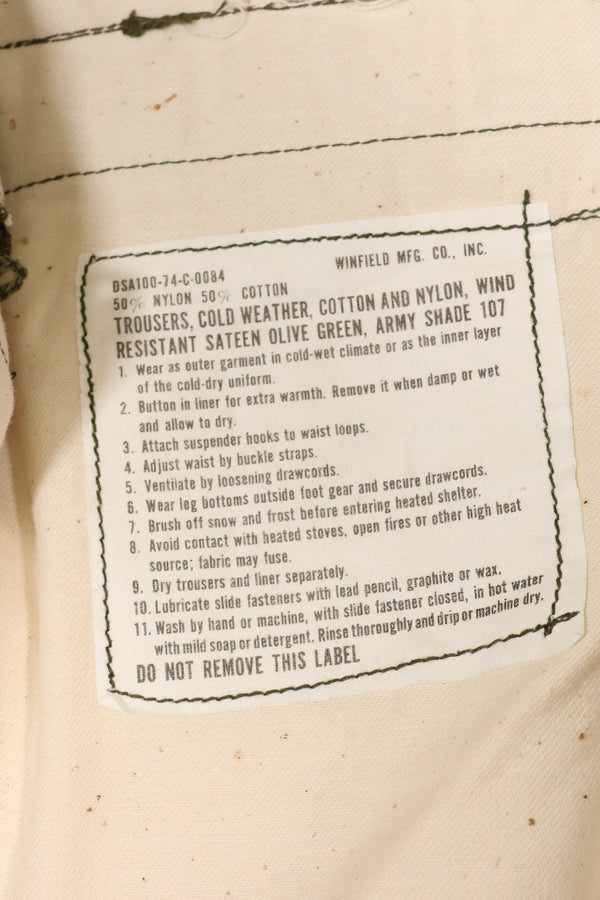 1974 X-S-R deadstock M65 field pants, never used.