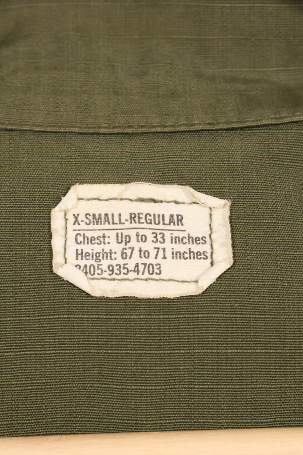 1969 Contract X-S-R 4th Model Jungle Fatigue Jacket 173rd Airborne Brigade, patch available, used.