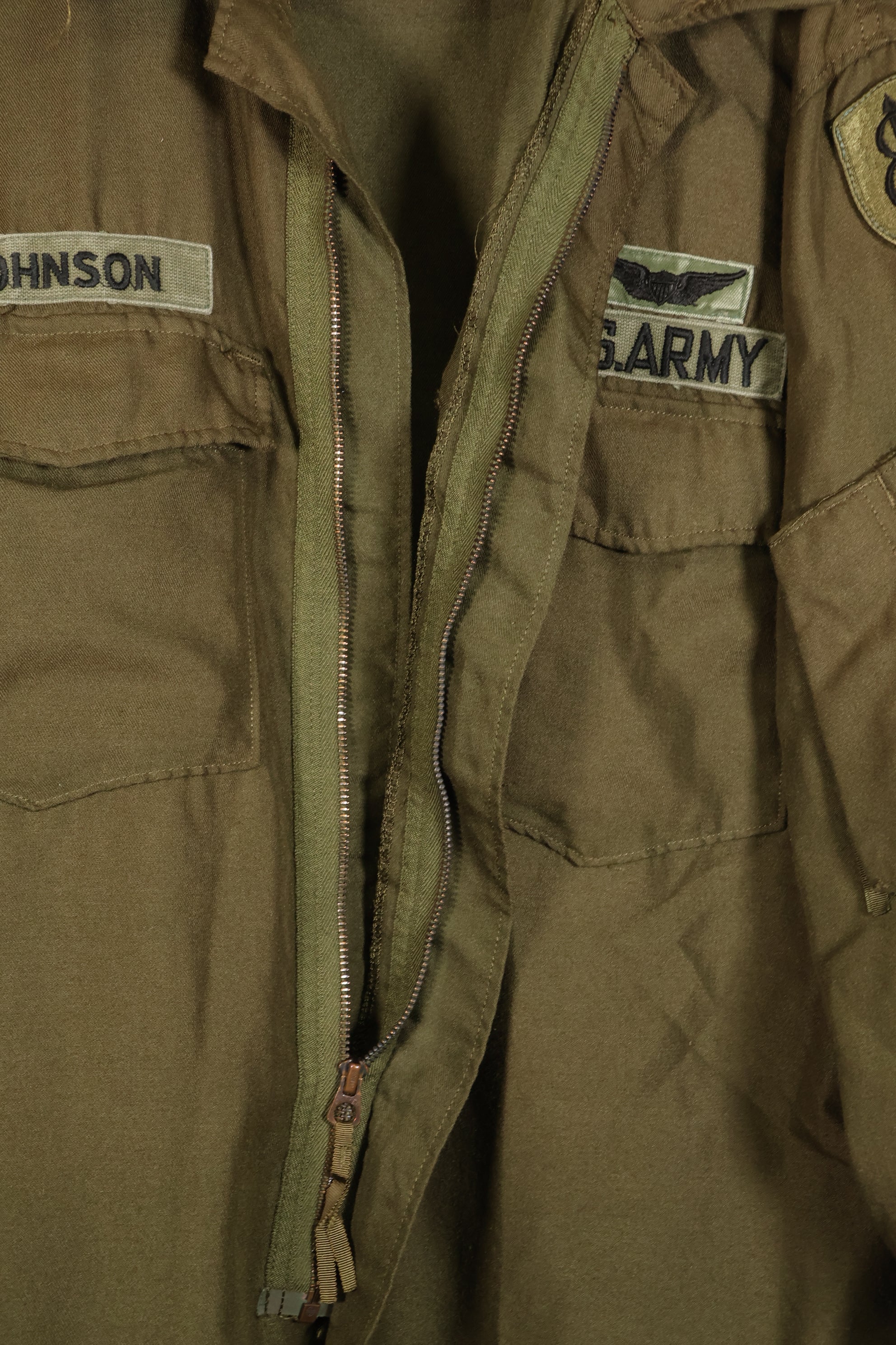 1971 Contract, M-L, U.S. Army, NOMEX Flame-Retardant Jacket for Pilots, with Patches, Used