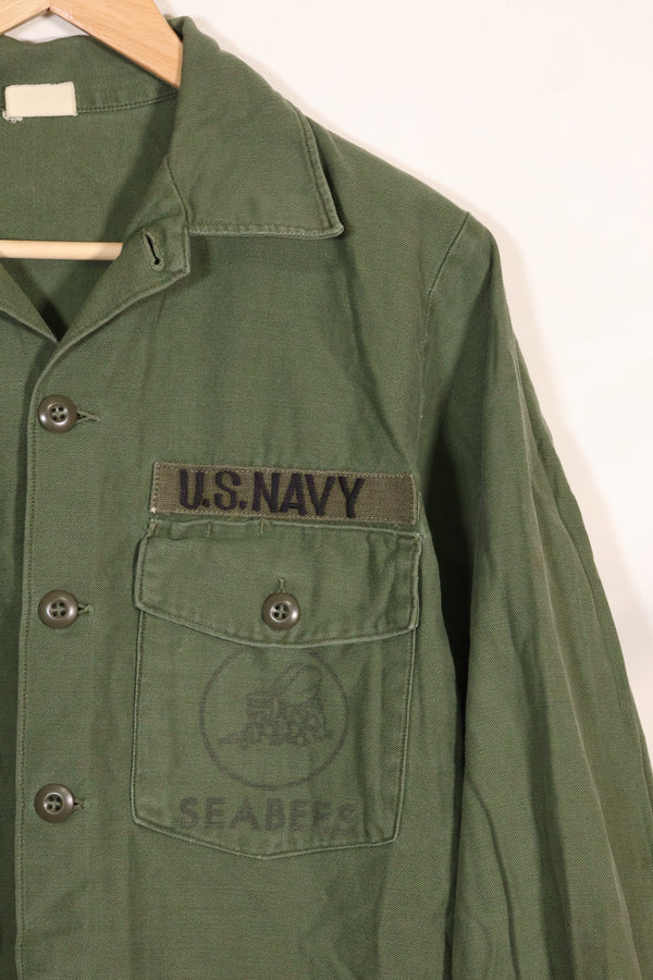 1967 Contract US Navy OG-107 Utility Shirt Engineering Corps SEABEES Identical Owner A