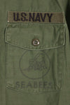 1967 Contract US Navy OG-107 Utility Shirt Engineering Corps SEABEES Identical Owner A