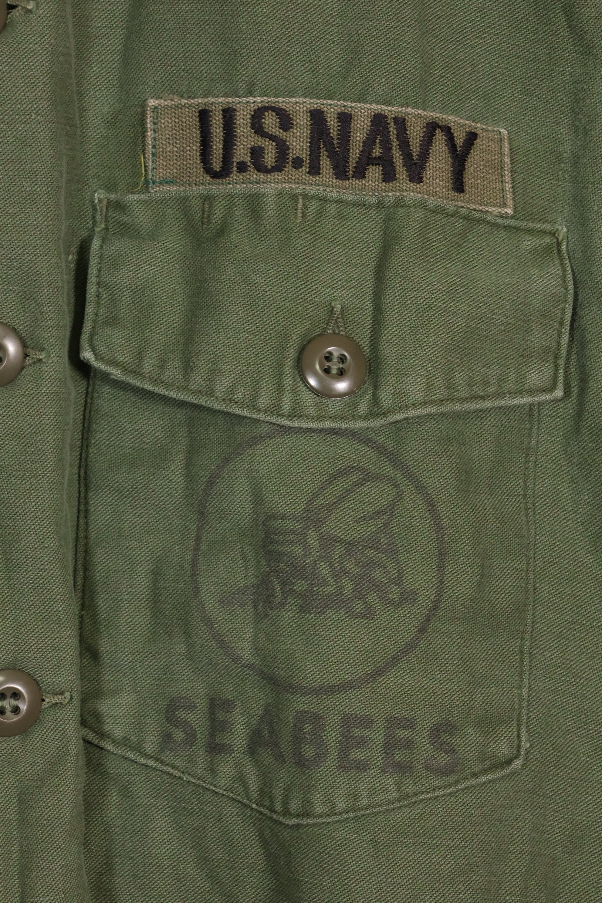 1967 Contract US Navy OG-107 Utility Shirt Engineering Corps SEABEES same owner C