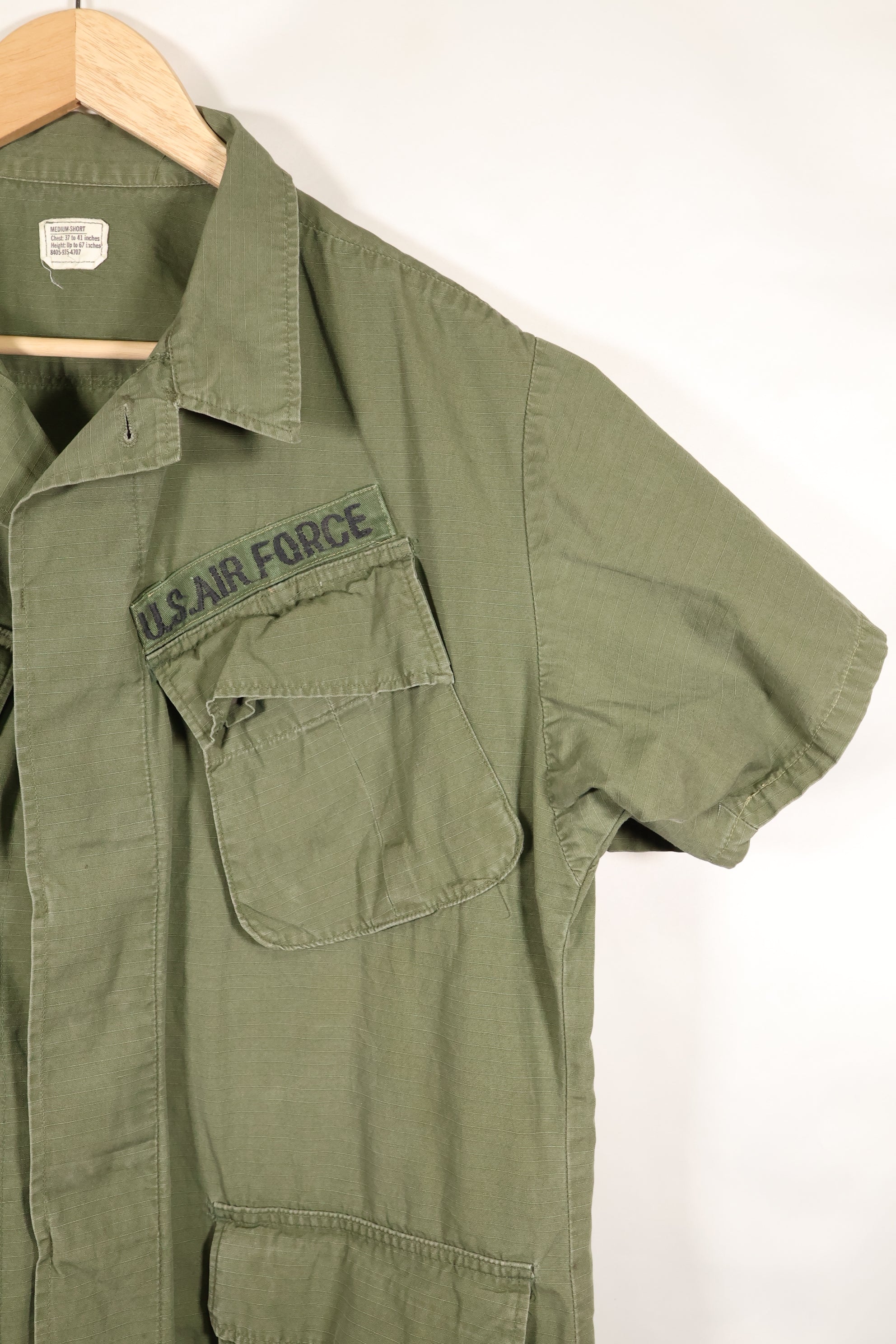 1968 Contract M-S 4th Model Jungle Fatigue Jacket with USAF Tape Short Sleeves Modified Used