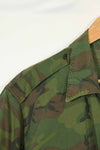 1960s-70s light fabric hunting shirt invisible leaf camouflage short sleeve custom used B