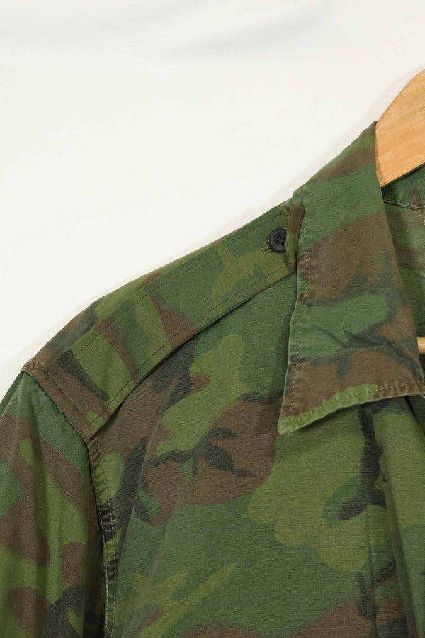 1960s-70s light fabric hunting shirt invisible leaf camouflage short sleeve custom used B