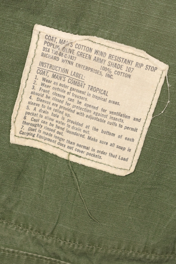 1968 Contract M-S 4th Model Jungle Fatigue Jacket, used, with US ARMY tape.