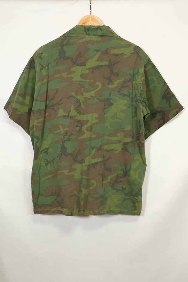 1960s-70s light fabric hunting shirt invisible leaf camouflage short sleeve custom used B