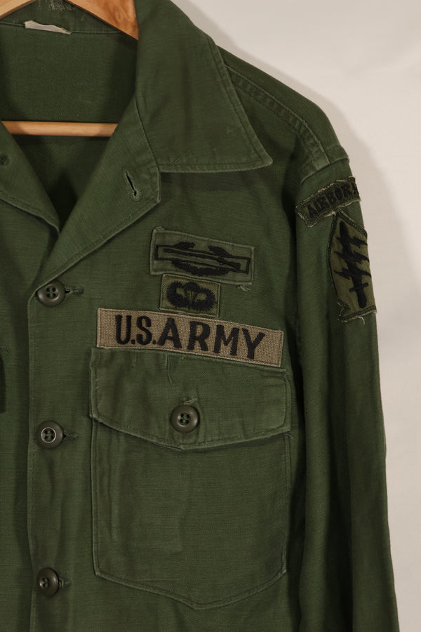 Real 1968 OG-107 Utility Shirt with Green Beret Okinawa made SSI, used.