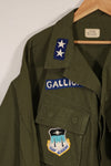 Actual 1968 4th Model Jungle Fatigue Jacket with Major General Rank insignia Walter T. Galligan