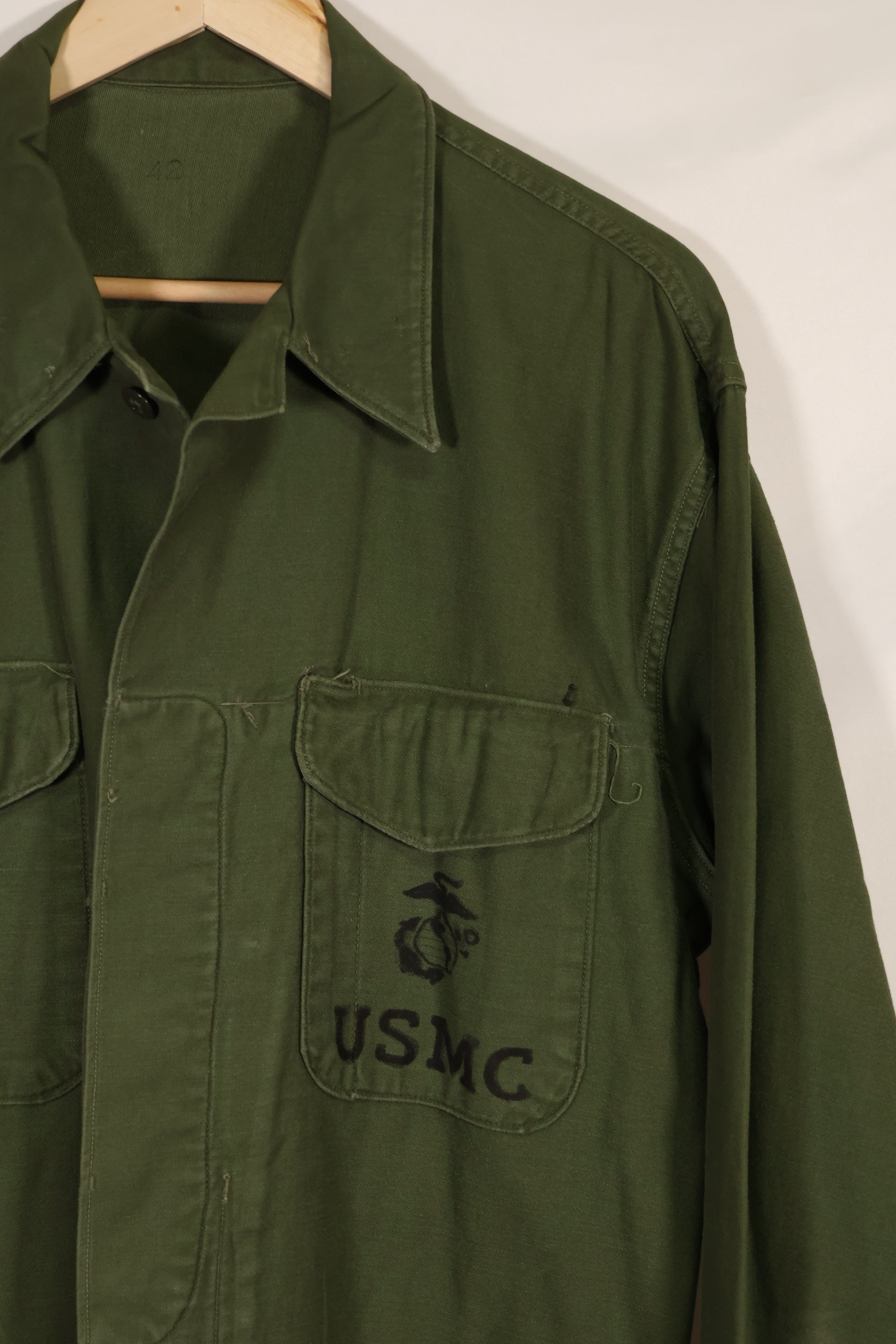 Real 1950's USMC P56 OG-107 Utility Shirt, used.