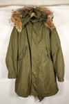 Early 1950s M51 Field Parka with fishtail wool pile liner, used.