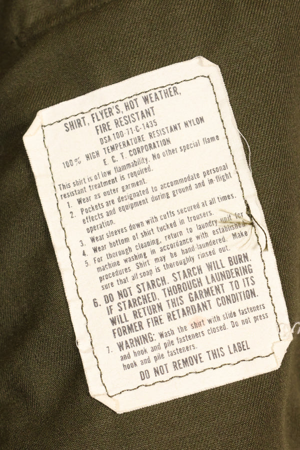 1971 Contract X-L-L U.S. Army NOMEX Shirt Pilot Combat Uniform, almost unused.