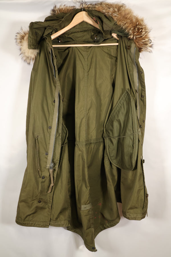Early 1950s M51 Field Parka with fishtail wool pile liner, used.