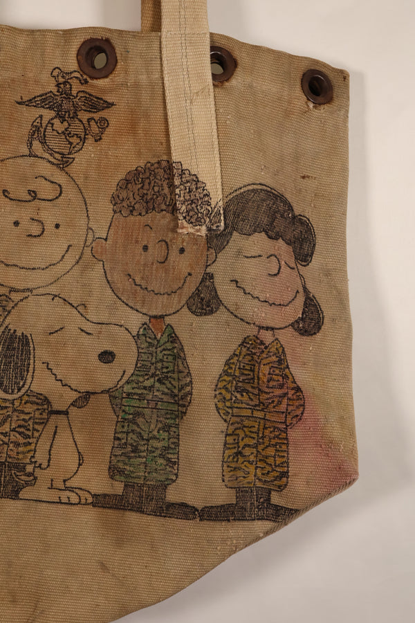 Custom-Made Item: Modified WWII U.S. Navy Duffle Bag with Tiger Stripe Pattern and Snoopy Motif by LA Kitzfitz