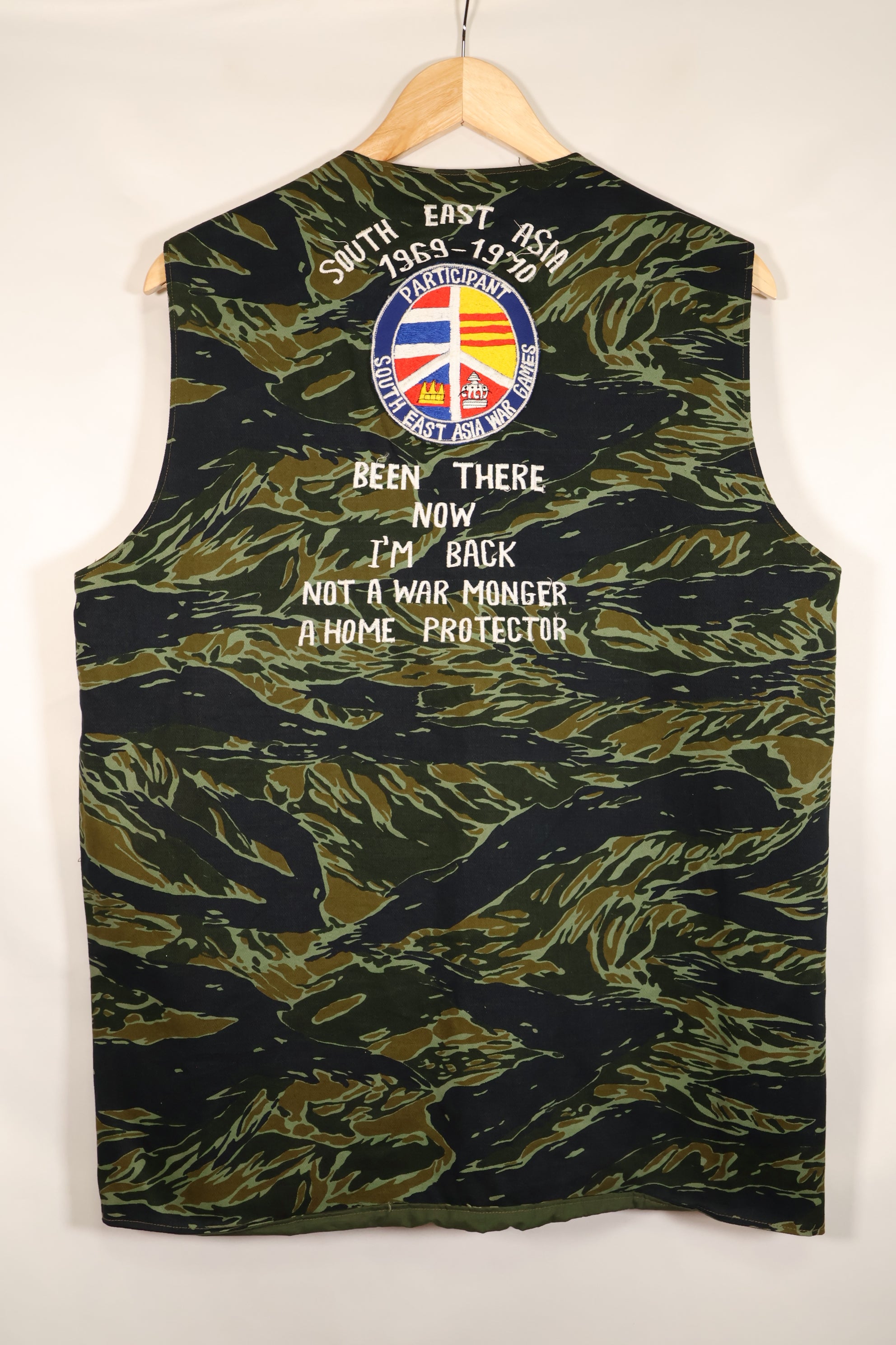 Circa 1970: Tiger Stripe Tour Vest, made by Thai Taylor, unused